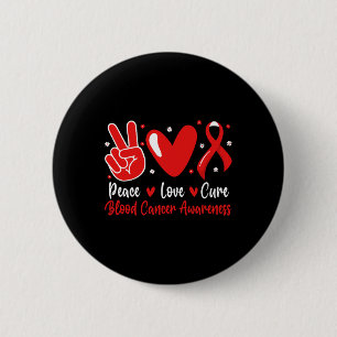 Groovy Peace Love Cure Blood Cancer Awareness Supp 6 Cm Round Badge