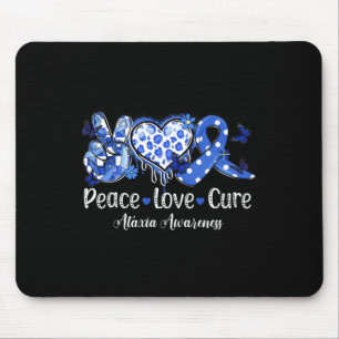 Groovy Peace Love Cure Blue Ribbon Ataxia Awarenes Mouse Pad