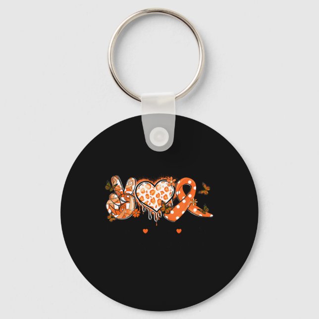 Groovy Peace Love Cure Multiple Sclerosis Awarenes Key Ring (Front)