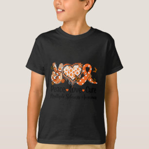 Groovy Peace Love Cure Multiple Sclerosis Awarenes T-Shirt