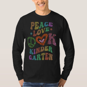 Groovy PEACE LOVE KINDERGARTEN Leopard Print Kinde T-Shirt