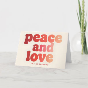 Groovy Peace & Love Script Merry Christmas Holiday Card