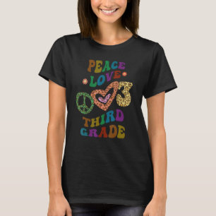 Groovy PEACE LOVE THIRD GRADE Leopard Print 3rd Gr T-Shirt