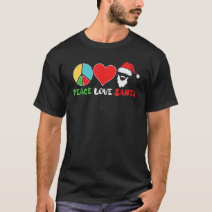 Groovy PEACE LOVE XMAS Hippie Santa Claus Christ T-Shirt