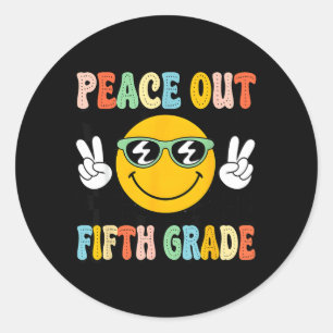Groovy Peace Out 5th Fifth Grade Graduation Last Classic Round Sticker