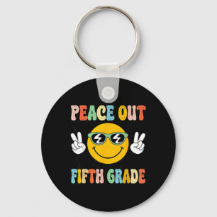 Groovy Peace Out 5th Fifth Grade Graduation Last Key Ring