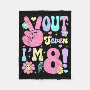 Groovy Peace Out Seven I'm 8 Years Old 8th Birthda Fleece Blanket