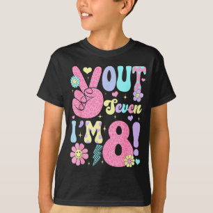 Groovy Peace Out Seven I'm 8 Years Old 8th Birthda T-Shirt