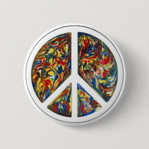 groovy peace sign 6 cm round badge
