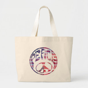 Groovy Peace Sign Large Tote Bag
