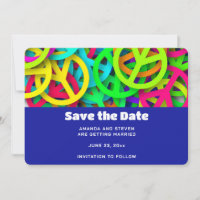 Groovy Peace Signs Rainbow Pattern Wedding