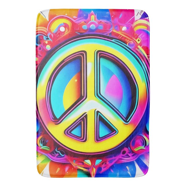 Groovy Peace Vibes Bath Mat (Front Vertical)