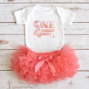 Groovy Peach Pink Disco Dancing Queen  Baby Bodysuit