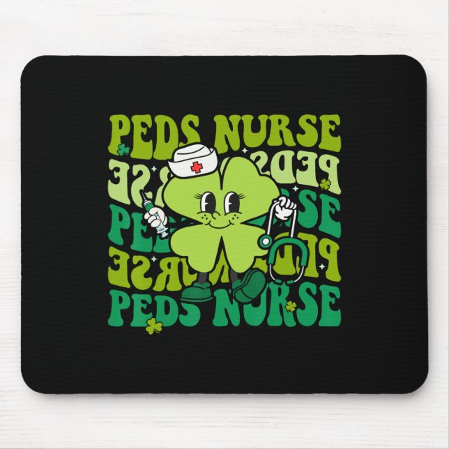 Groovy Peds Nurse Funny St Patricks Day Paediatric Mouse Pad (Front)
