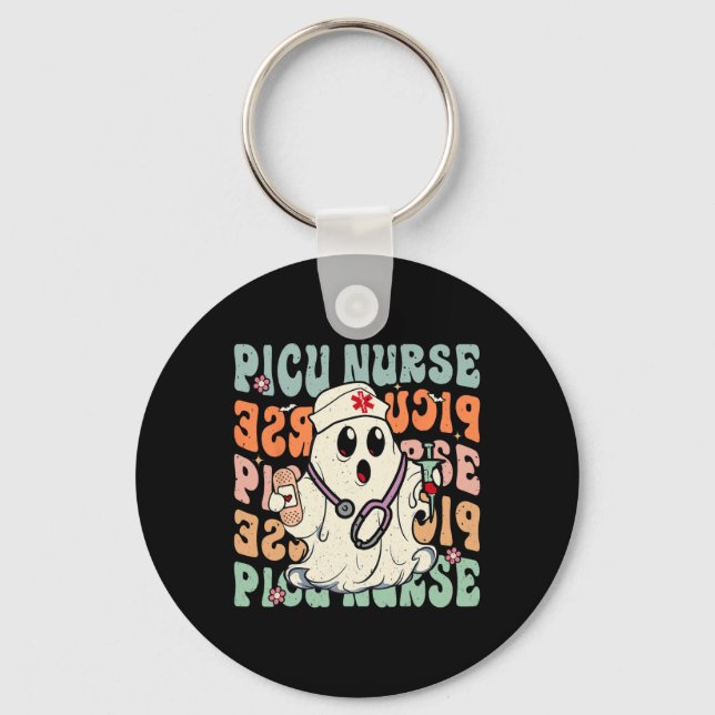 Groovy PICU Nurse Halloween Costume Peds Nurse  Key Ring (Front)