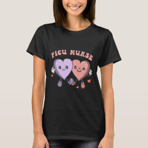 Groovy Picu Nurse Valentine Hearts Pediatric Inten T-Shirt