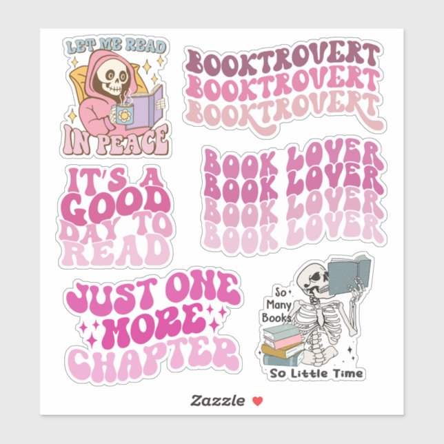 Groovy Pink Book Lover & Reading Pack of Vinyl (Sheet)