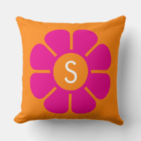 Groovy Pink Daisy with Custom Orange Monogram