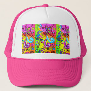 groovy pink flower power hat