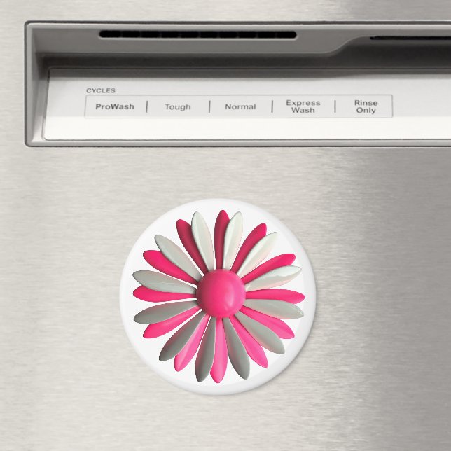 Groovy Pink MOD Hippie Daisy Flower Power Floral Magnet (In Situ (Dishwasher))