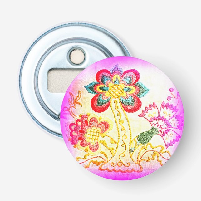 groovy pink palm tree magnet bottle opener (Front)
