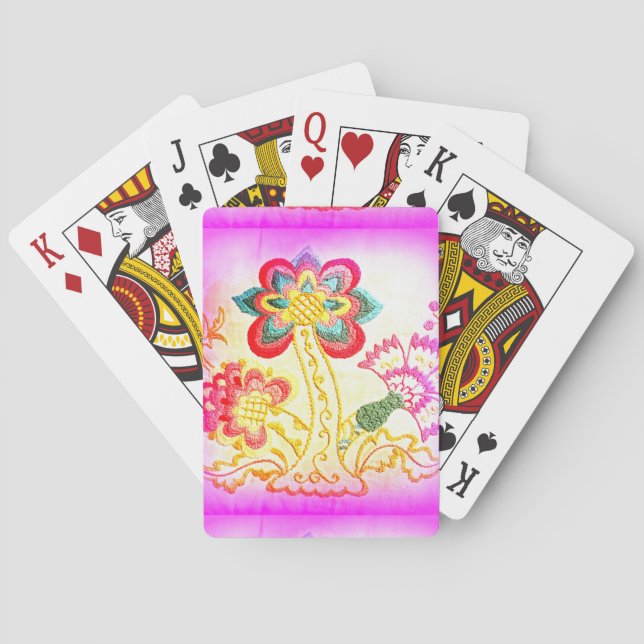groovy pink palm tree playing cards (Back)