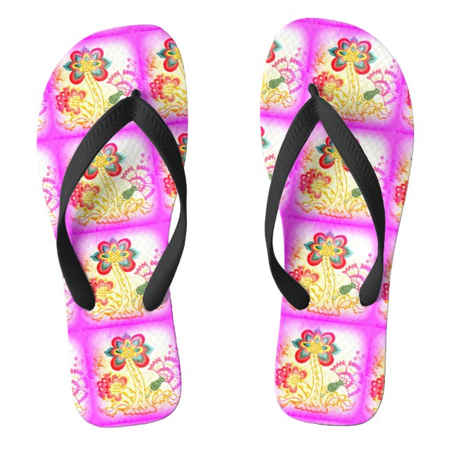 groovy pink palm trees jandals (Footbed)