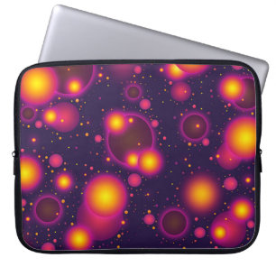 Groovy Pink Purple and Yellow Glowing Bubbles Laptop Sleeve