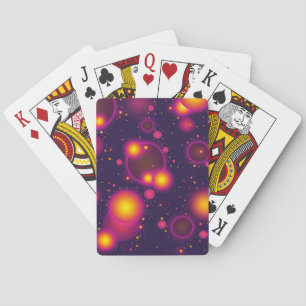 Groovy Pink Purple and Yellow Glowing Bubbles Playing Cards