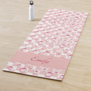 Groovy pink Strawberry Chequerboard, Y2K 90s  Yoga Yoga Mat