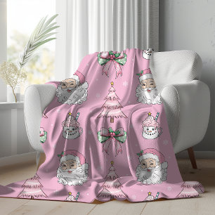Groovy Pink Winking Santa Claus Fleece Blanket