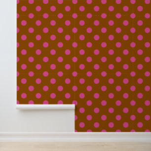 Groovy Polka Dot - Brown & Hot Pink Wallpaper
