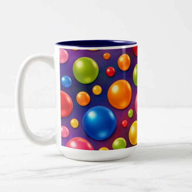 groovy polka dots  Two-Tone coffee mug (Left)