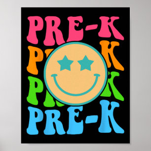Groovy Pre-K Vibes Face Retro Teachers Kids Back T Poster