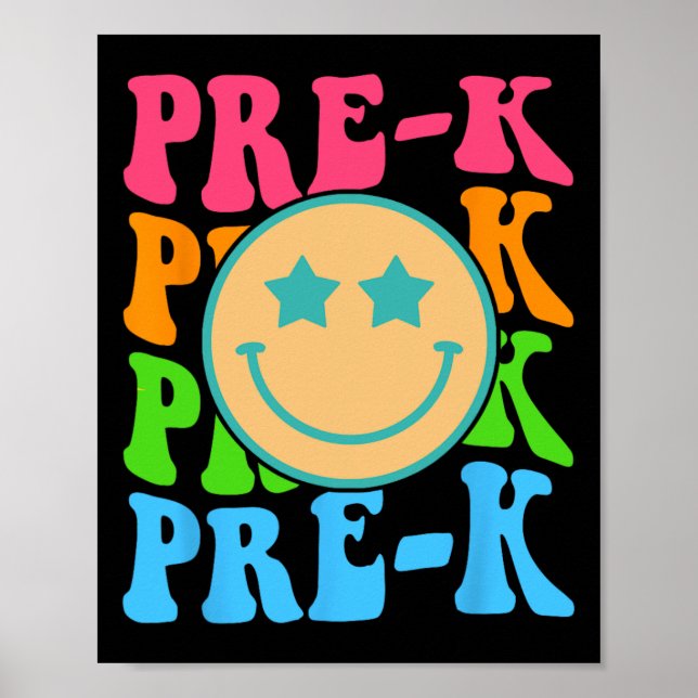Groovy Pre-K Vibes Face Retro Teachers Kids Back T Poster (Front)
