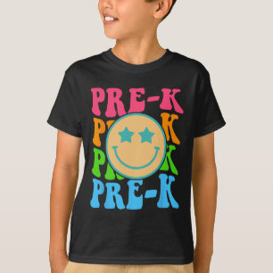 Groovy Pre-K Vibes Face Retro Teachers Kids Back T T-Shirt