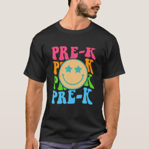 Groovy Pre-K Vibes Face Retro Teachers Kids Back T T-Shirt