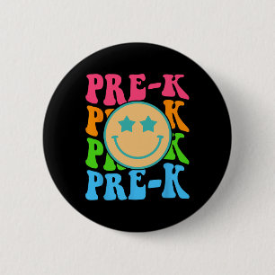 Groovy Pre-k Vibes Face Retro Teachers Kids Byck T 6 Cm Round Badge