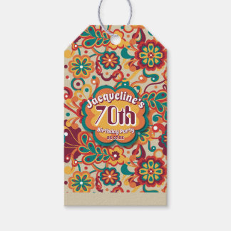 Groovy Psychedelic 60s 70s Floral Birthday Gift Tags