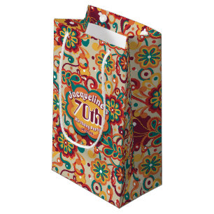 Groovy Psychedelic 60s 70s Floral Birthday Small Gift Bag