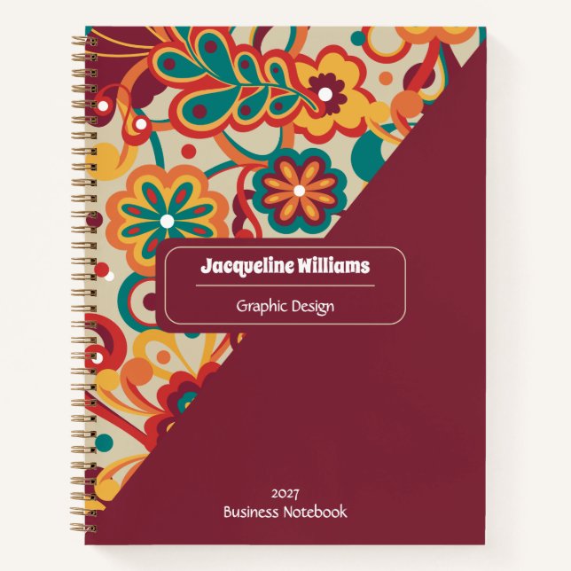 Groovy Psychedelic 60s 70s Floral  Notebook (Front)