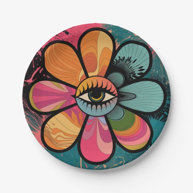 GROOVY PSYCHEDELIC 60S PAPER PLATE  (Front)