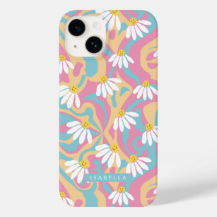 Groovy Psychedelic Daisy Flower Personalised Name Case-Mate iPhone 14 Case