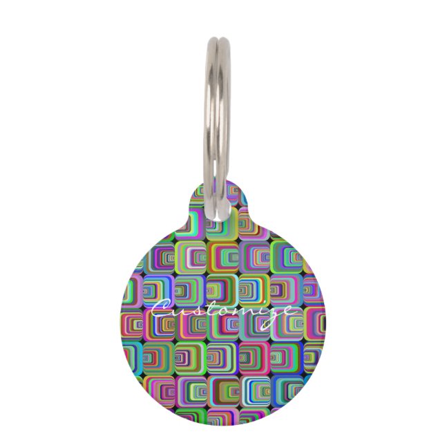 Groovy psychedelic hippie-style Thunder_Cove Pet Tag (Front)
