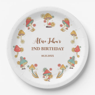 Groovy Psychedelic Mushroom Kids Birthday  Paper Plate