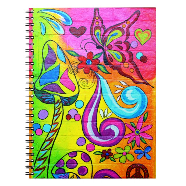 groovy psychedelic mushroom love notebook (Front)