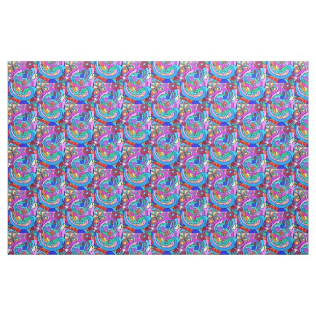 groovy psychedelic peace and love fabric (Fat Quarter)