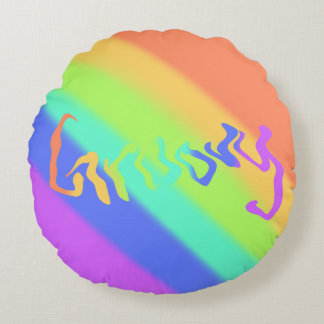 Groovy Psychedelic Rainbow Round Cushion