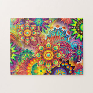 Groovy Psychedlic Kaleidoscope Colors Difficult Jigsaw Puzzle