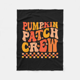 Groovy Pumpkin Patch Crew Fall Vibes Autumn Thanks Fleece Blanket